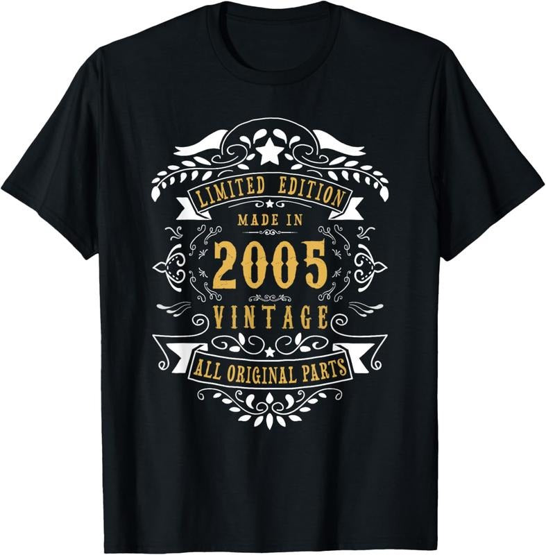 100% Cotton 19 Years Old 19th Birthday Made Born in 2005 Boys Girls T-Shirt