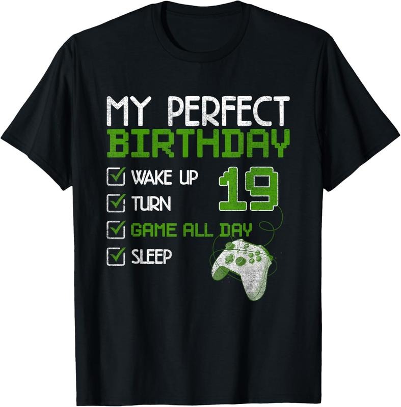 100% Cotton 19th Perfect Birthday Men Boys Gamer Gaming Gift 19 Year Old T-Shirt
