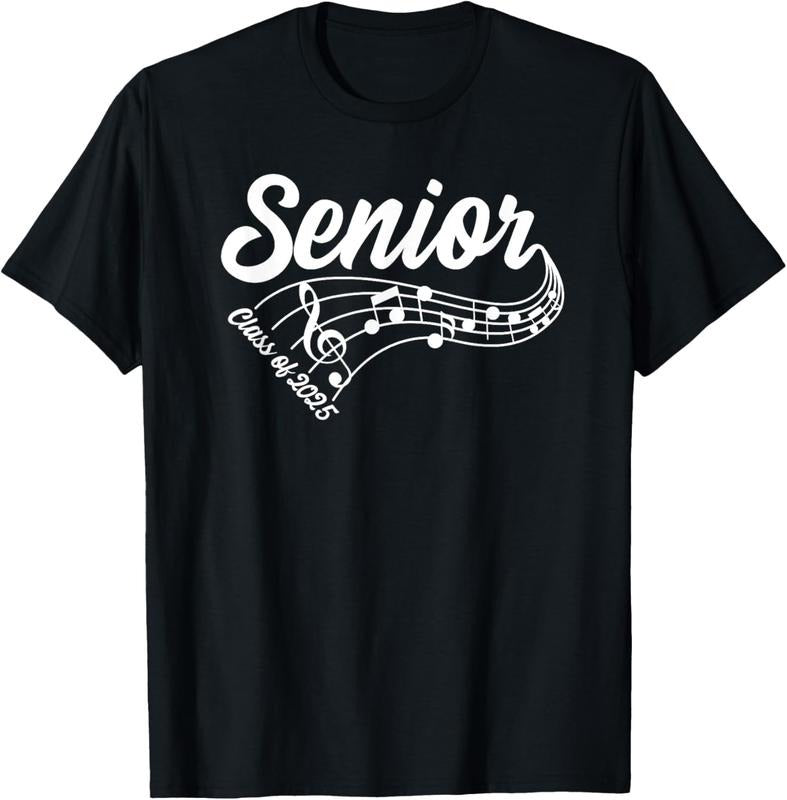 100% Cotton 2025 Senior Choir Band Orchestra Class of 2025 Music Notes T-Shirt