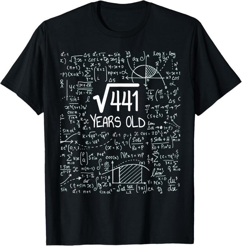 100% Cotton 21st Birthday Design - Square Root of 441 21 Years Old T-Shirt