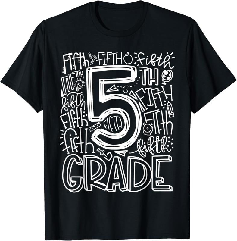 100% Cotton 5th Grade Typography Team Fifth Grade Teacher Back To School T-Shirt