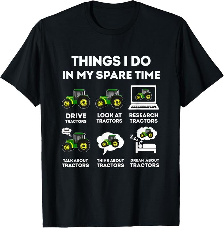 100% Cotton 6 Things I Do In My Spare Time Tractor Funny Farmers T-Shirt