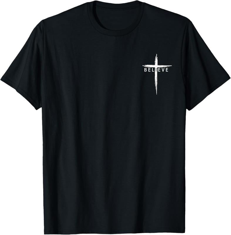 100% Cotton Believe Christian Cross Jesus Christ Christians Men Women T-Shirt