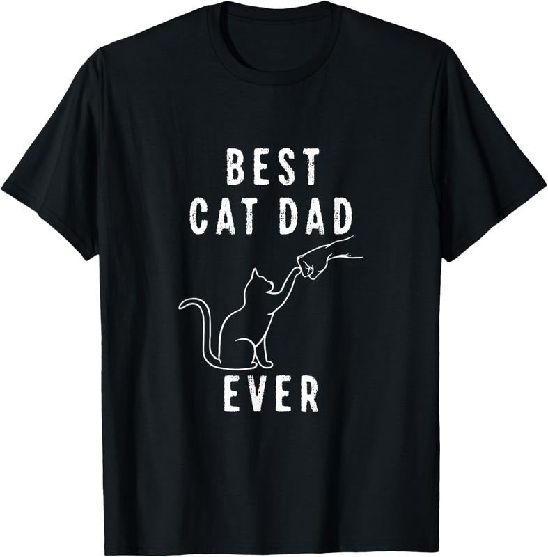100% Cotton Best Cat Dad Ever Shirt Cat Daddy Paw Fist Bump Meow Cat T-Shirt