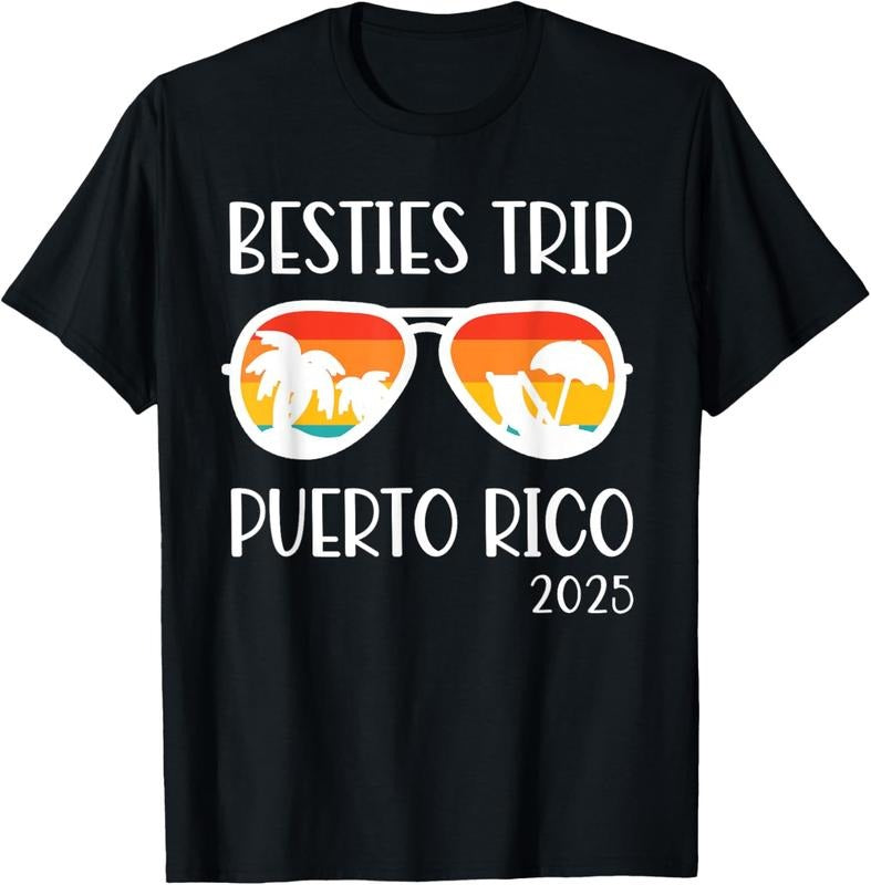 100% Cotton Besties Trip 2025 Puerto Rico Womens Weekend Summer Vacation T-Shirt