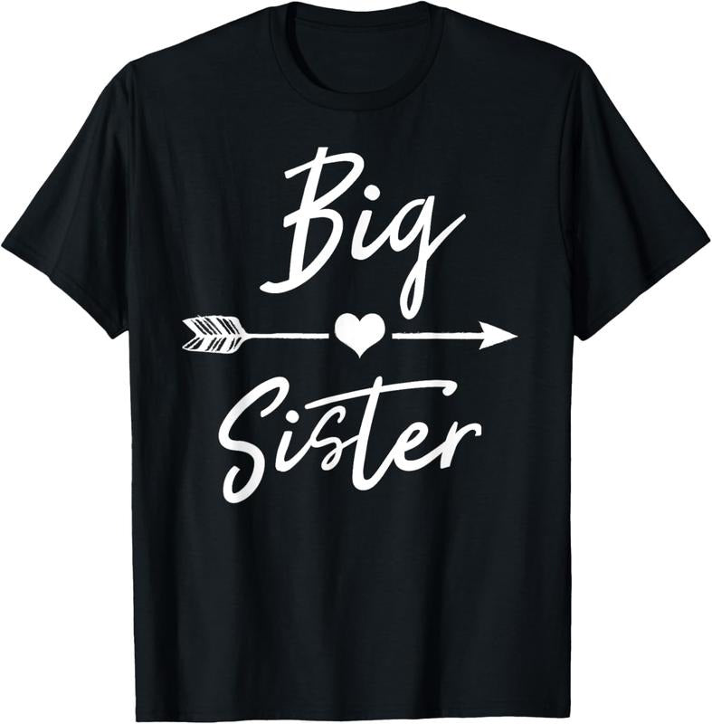 100% Cotton Big sister T Shirt cute girls womens heart arrow love tee T-Shirt