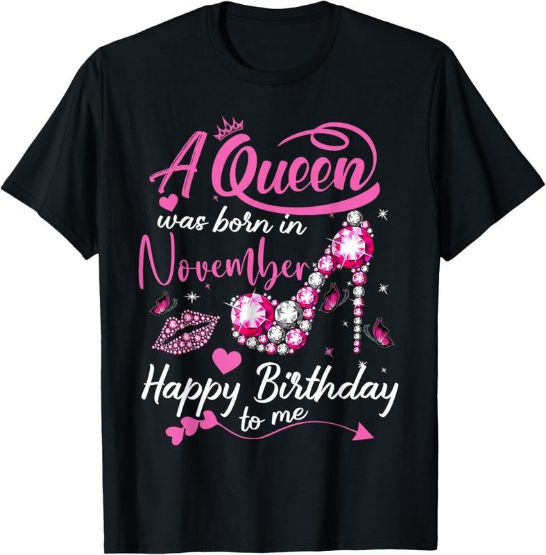 100% Cotton Black Queens are Born in November Women Birthday Gift T-Shirt