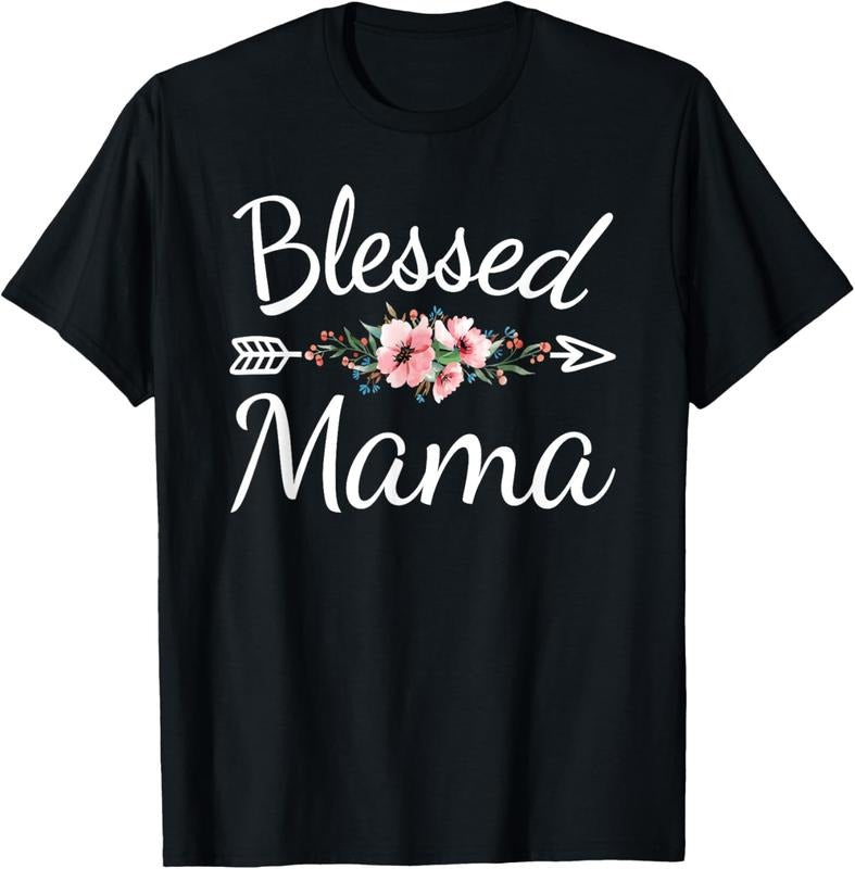 100% Cotton Blessed Mama Cute Mom Mommy Mothers Day T-Shirt