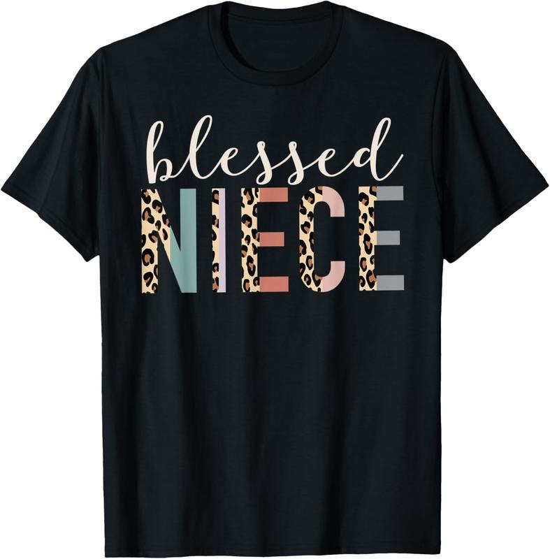 100% Cotton Blessed Niece Gifts From Auntie Cute Leopard Print T-Shirt