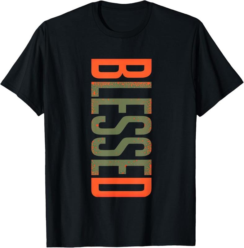 100% Cotton Blessed Olive Army Solar Orange Color Match T-Shirt
