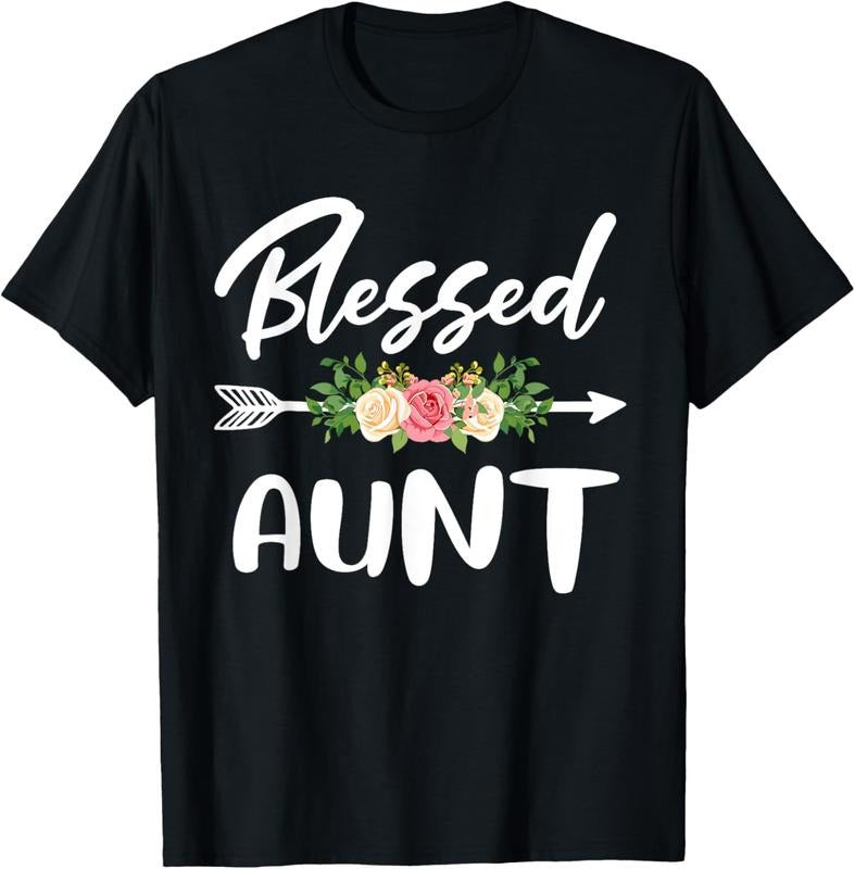 100% Cotton Blessed to be called Aunt Floral Arrow Design Mothers Day T-Shirt