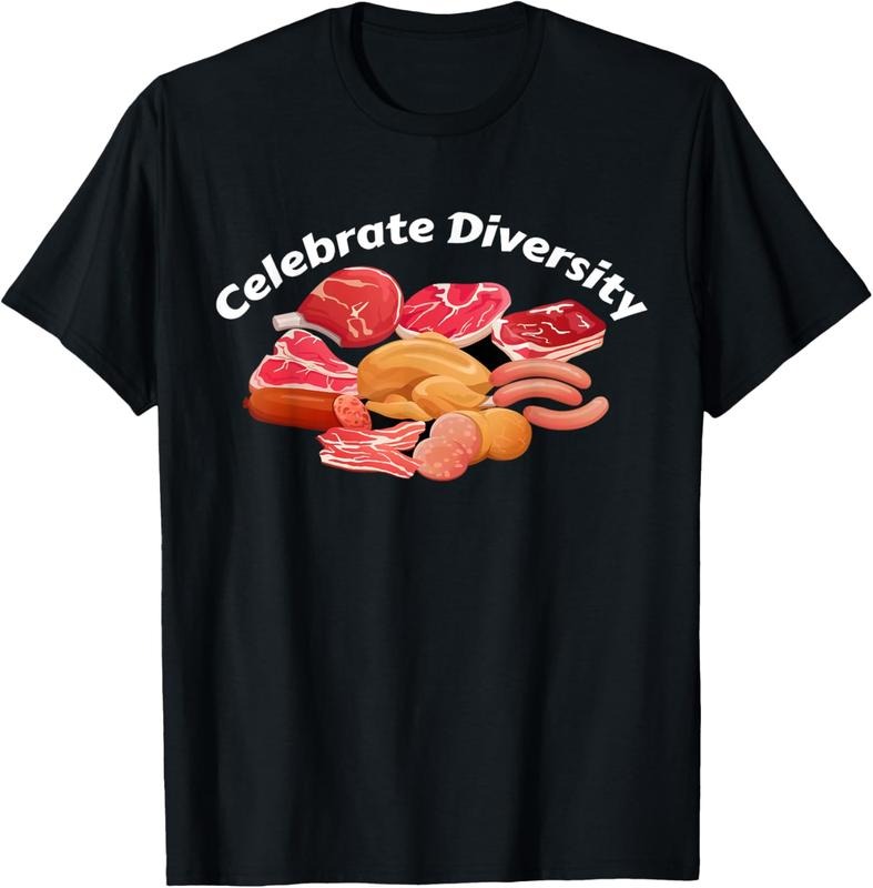 100% Cotton Celebrate Diversity BBQ Grill Clothing Apparel Funny Meat T-Shirt