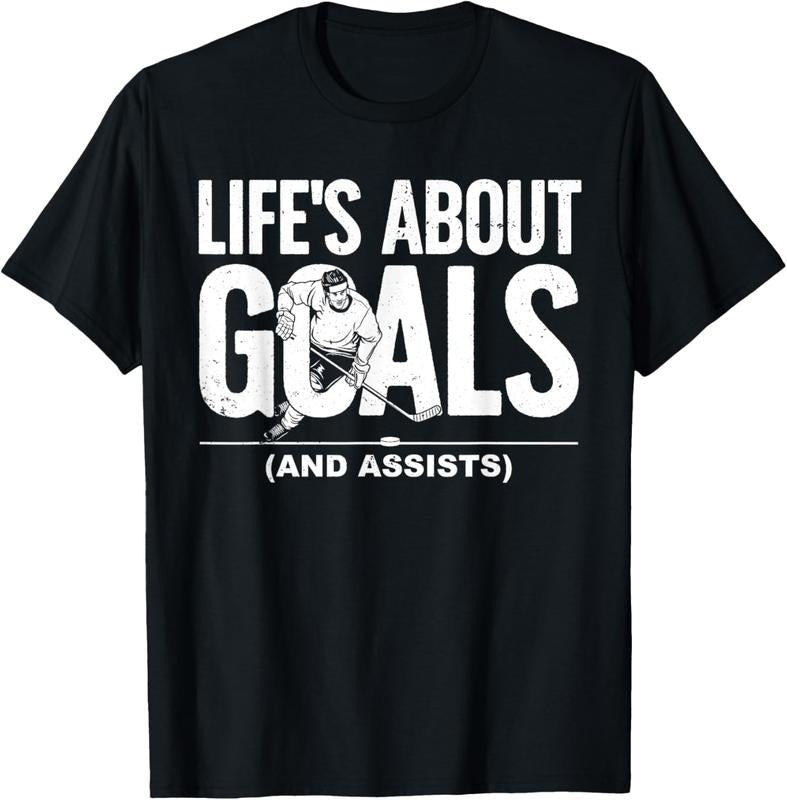 100% Cotton Cool Ice Hockey For Men Women Hockey Lover Goalie Sports T-Shirt