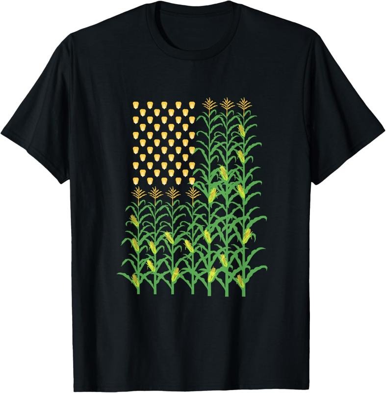 100% Cotton Corn Farmer - American Flag Crop Farmers Farm Farming Gift T-Shirt