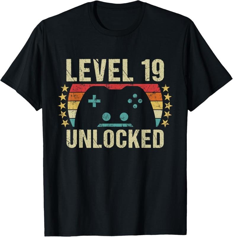 100% Cotton Gaming Vintage 19th Birthday Gift 19 Year Old Boy Girl Gamer T-Shirt
