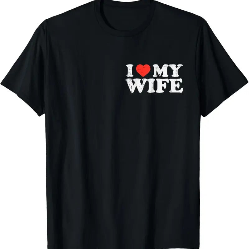 100% Cotton I Heart Love My Wife Retro Vintage Valentine's Day Lover T-Shirt
