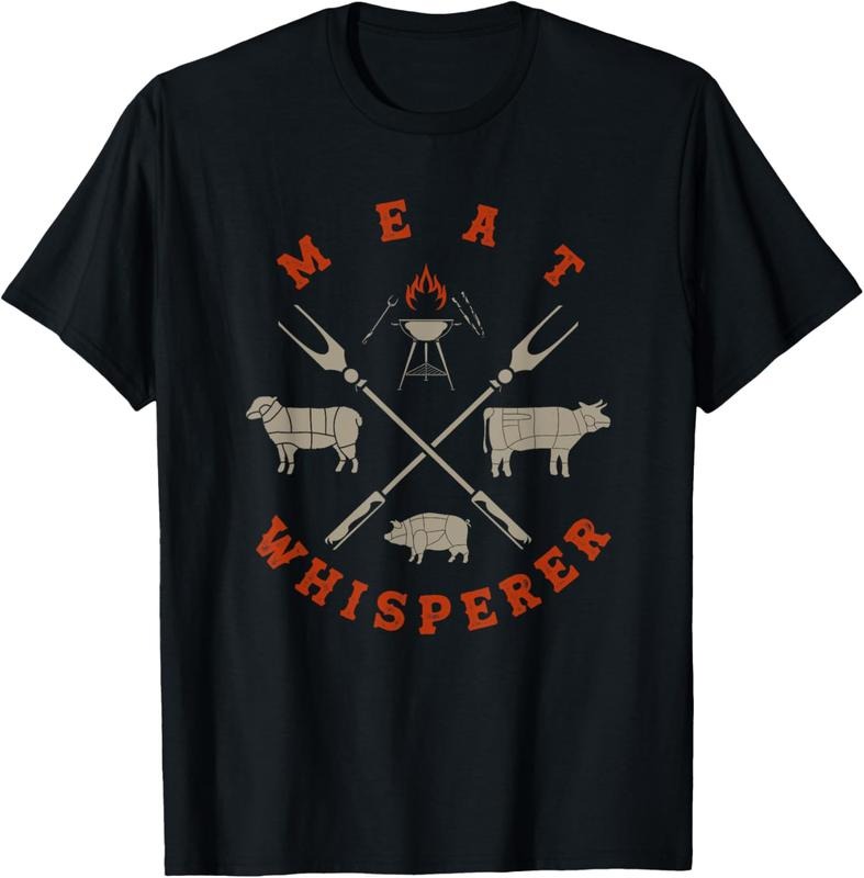 100% Cotton Smoked BBQ Grilling Meat Smoking Meat Whisperer Barbecue T-Shirt