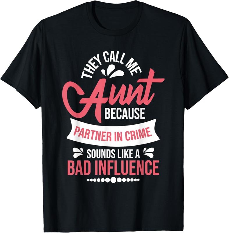 100% Cotton They Call Me Aunt - Partner In Crime Auntie New Niece Nephew T-Shirt