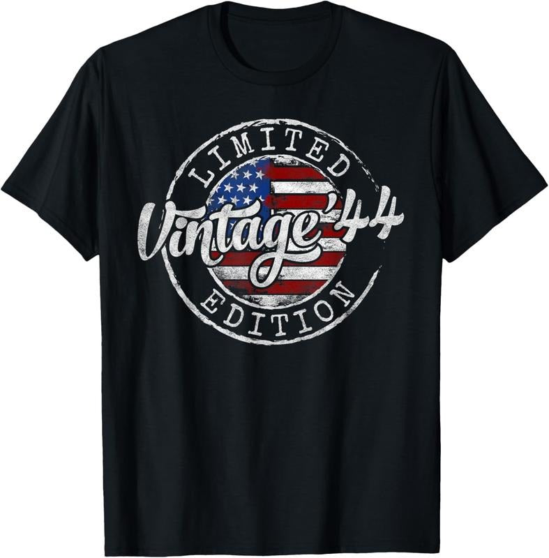 100% Cotton Vintage 1944 80th Birthday Gifts 80 Year Old For Men Women T-Shirt