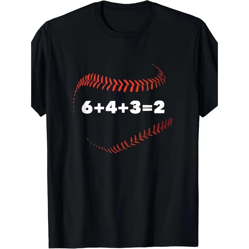 6+4+3=2 Double Play Baseball Player Gift Baseball Saying T-Shirt - 220g made in usa