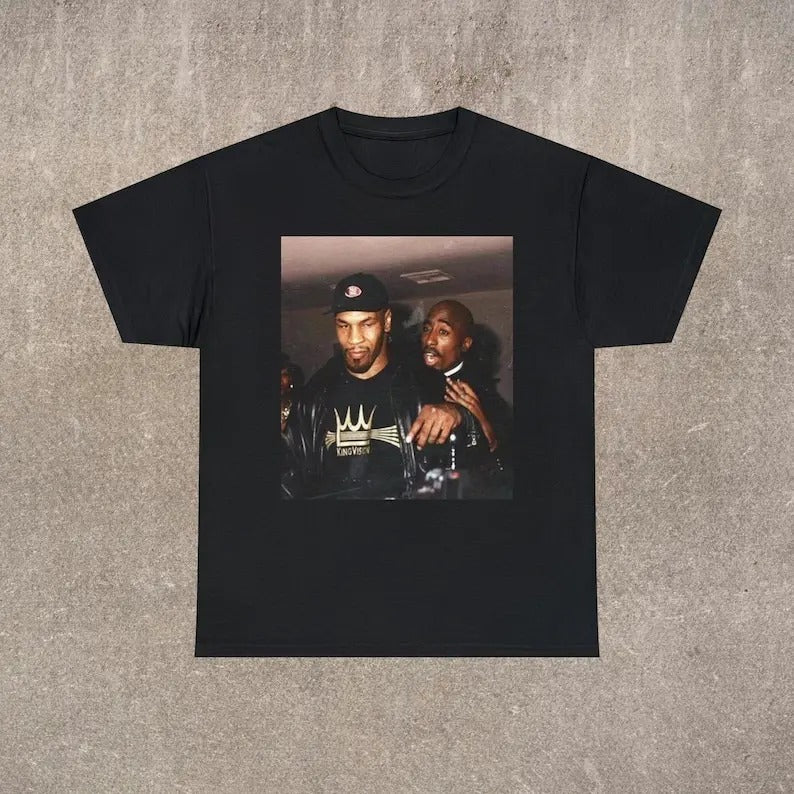 90's Hip Hop T-shirt Mike Tyson with 2Pac Vintage Rapper Tee Unisex Classic Fit Rap Music Merch
