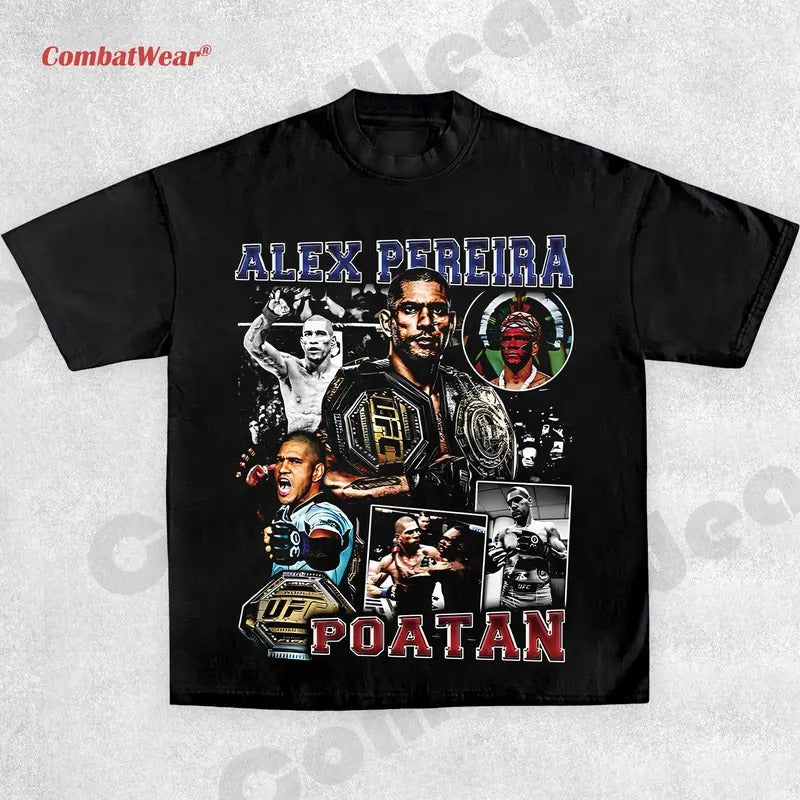 ALEX PEREIRA-POATAN TEE ,Boxing T-shirt, Fighter Tee, Boxer Shirt, Sports Shirt, Vintage Boxing Tee, Graphic Boxing Champ T-Shirt Crewneck Clothing