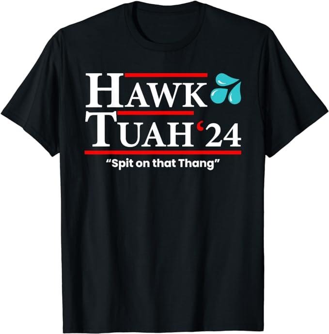 Adult Humor Shirts, Hawk Tuah 24 Spit on that Thang T-Shirt - Casual Unisex Medium Cotton Classic Fit Fabric Menswear