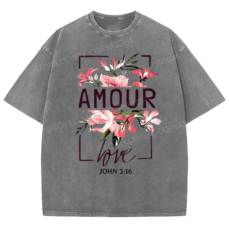 Amour Unixes Washed T-Shirt, Christian Jesus Tshirts, Vintage 90s Graphic Tee Gift Cotton Top Womenswear Bottom