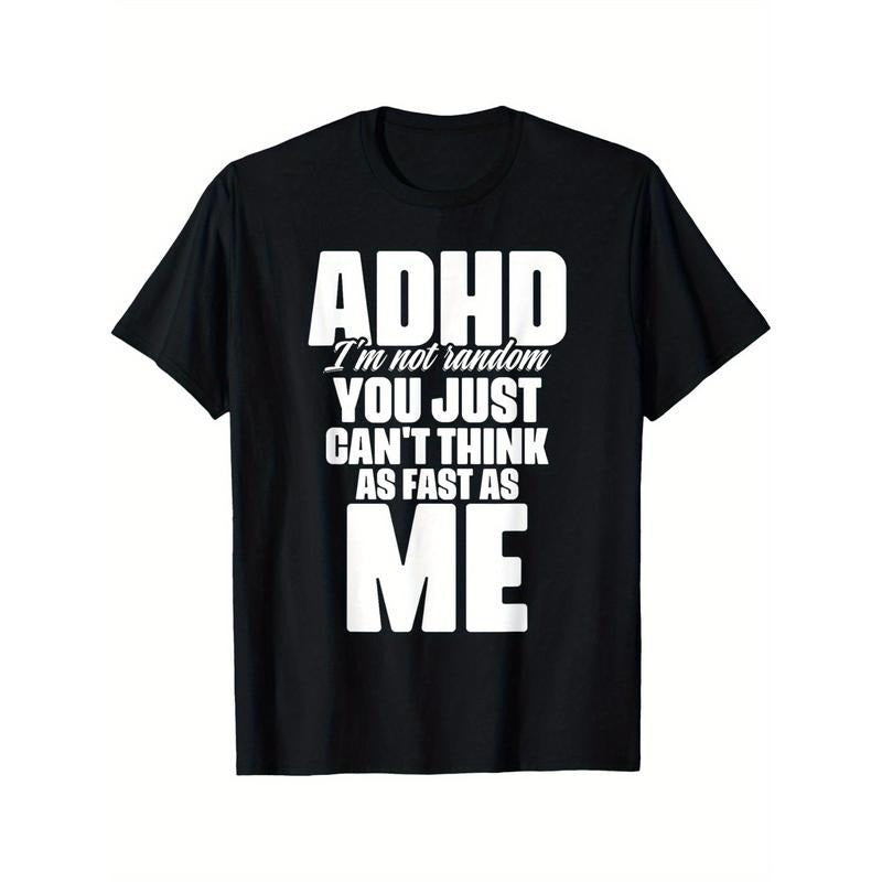 Attention Deficit Disorder Neurodiversity Hyperactivity T-shirt Comfortable, Casual Short Sleeve, Daily Wear, All Season, Black, Men Made in USA
