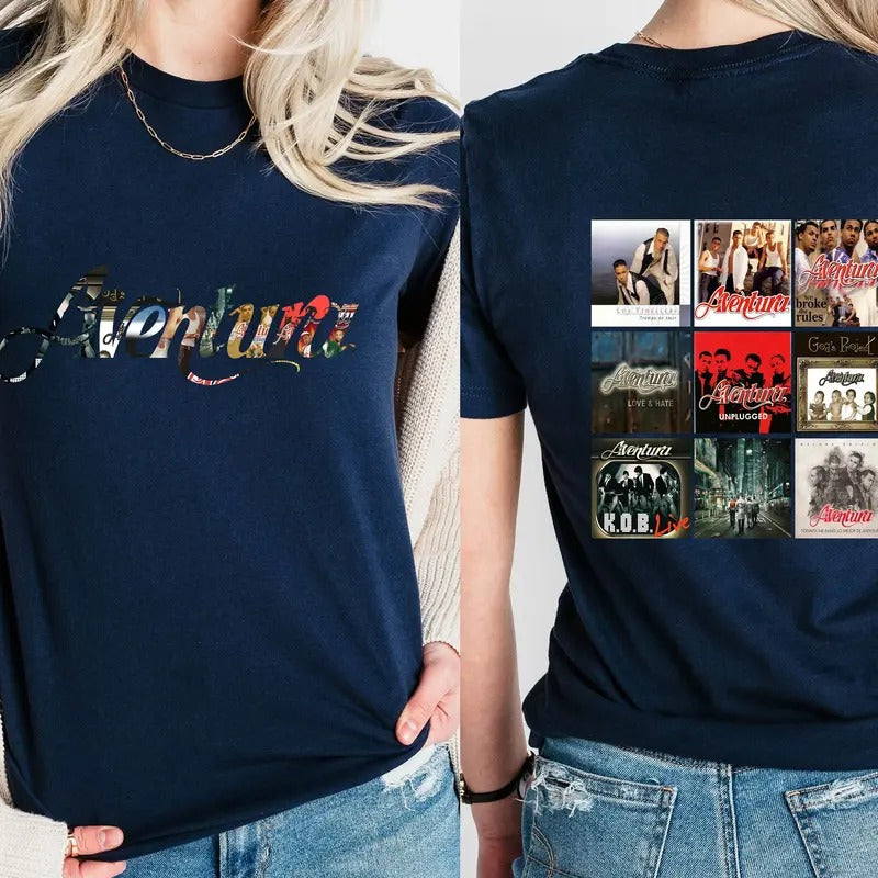 Aventura Bachata Graphic Shirt, Aventura Concert Group Shirt, Romeo Santos Shirt,Two Sided Aventura Tour Shirt, Gift For Fan, Unisex T-Shirt, Gifts For Him Her, Short Sleeve Tee Shirt, Gifts For Birthday Fathers Day Christmas Anniversary Thanksgiving