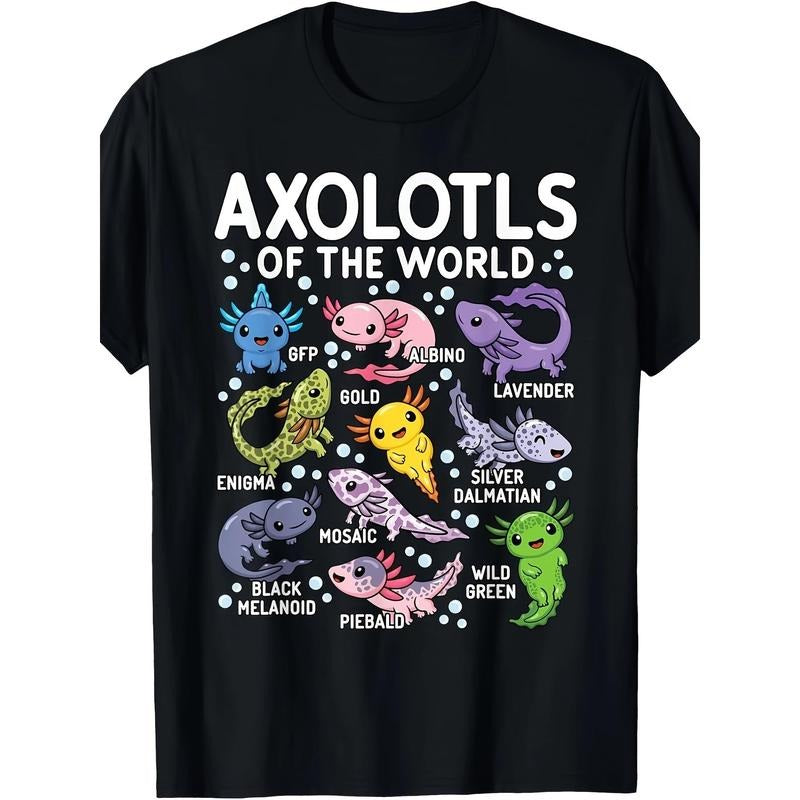 Axolotls Of The World Cute Kawaii Axolotl T-Shirt Made in USA