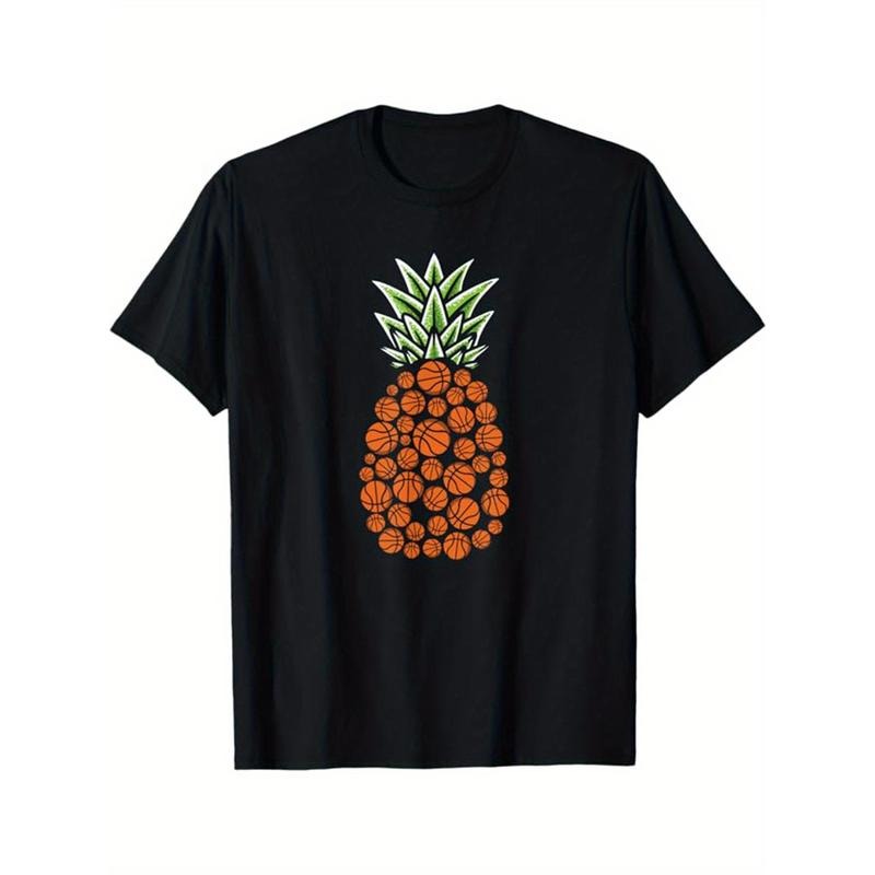 Basketball Printed, Men's Cotton T-shirt, Casual Short Sleeve Round Neck Tee, Soft Comfortable Basketball Players Top, Sports Lover T-Shirt made in usastyle{n002}2
