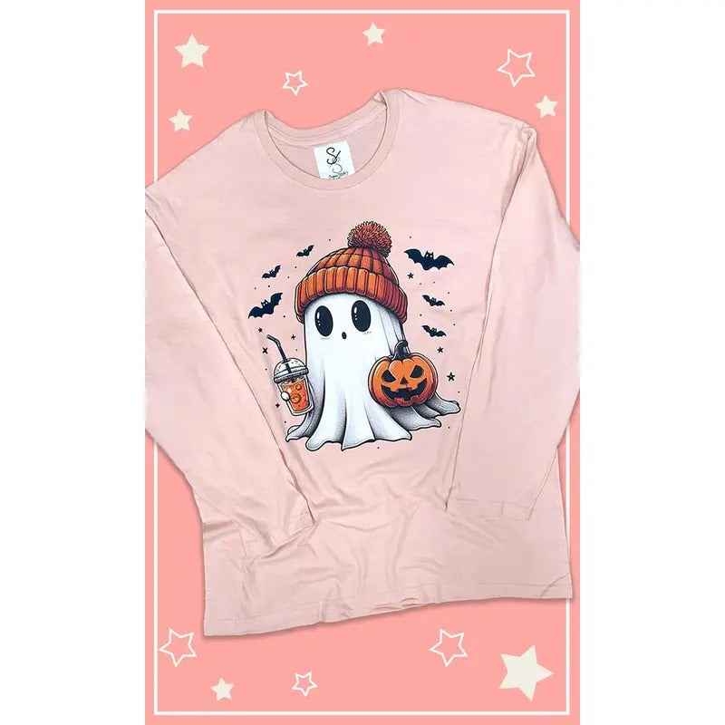 Batty Ghost Long Sleeve Graphic T-Shirt