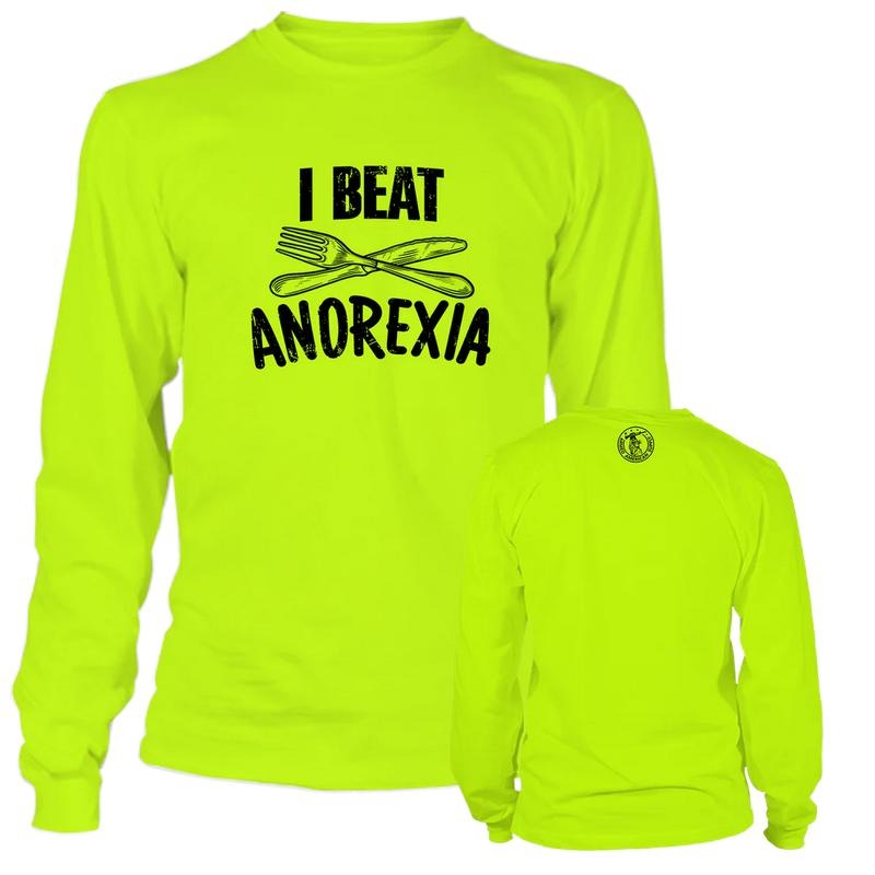 Beat Anorexia - Long Sleeve Safety Hi-Vis T-Shirt Jersey Menswear For Blue Collar Workers | Funny, Sarcastic | Graphic Tees Apparel