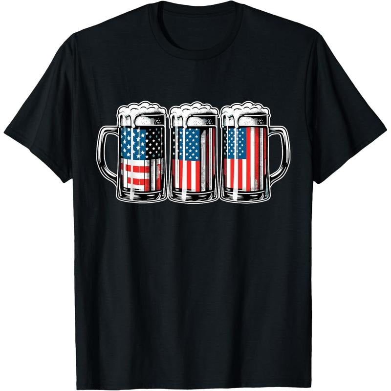 Beer American Flag 4th of July Men Merica Drinking USA T-Shirt made in us
