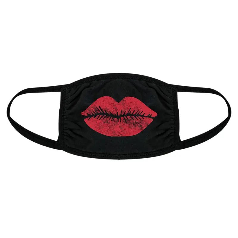 Big Lips Face Mask Funny Kiss Novelty Graphic Nose And Mouth Covering Funny Masks for Adults Love Novelty Masks for Adults Black