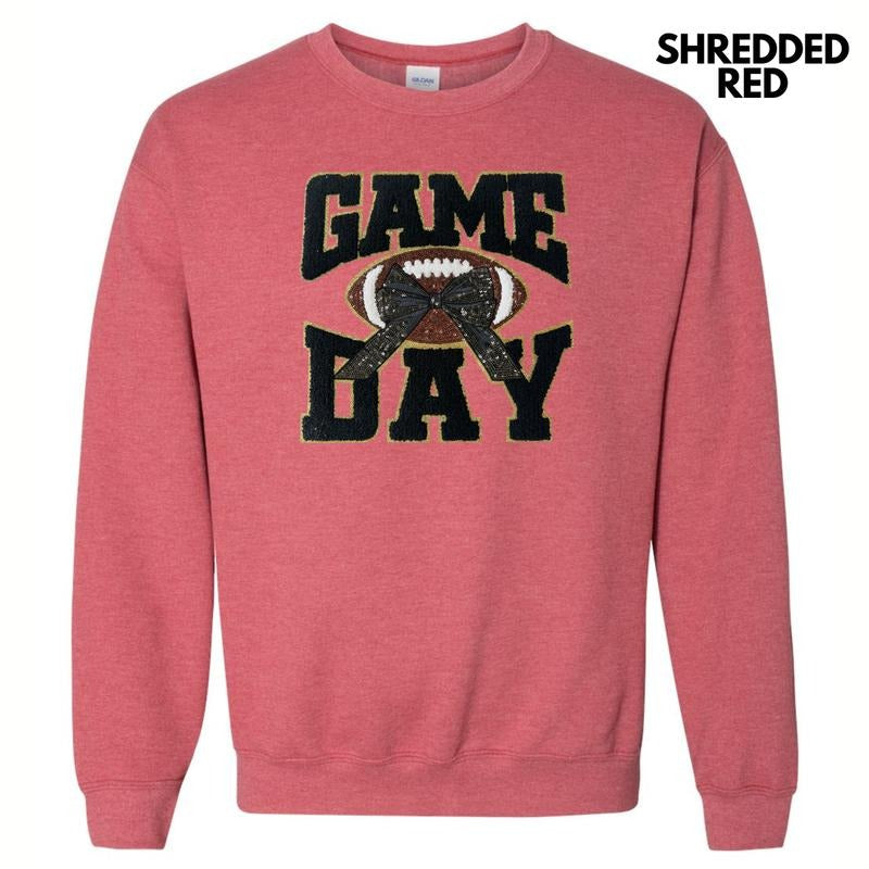 Black Football Game Day Bow Patch Sweatshirt