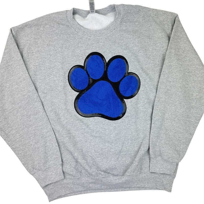 Blue Paw Chenille Patch Sweatshirt -- SPORT GREY