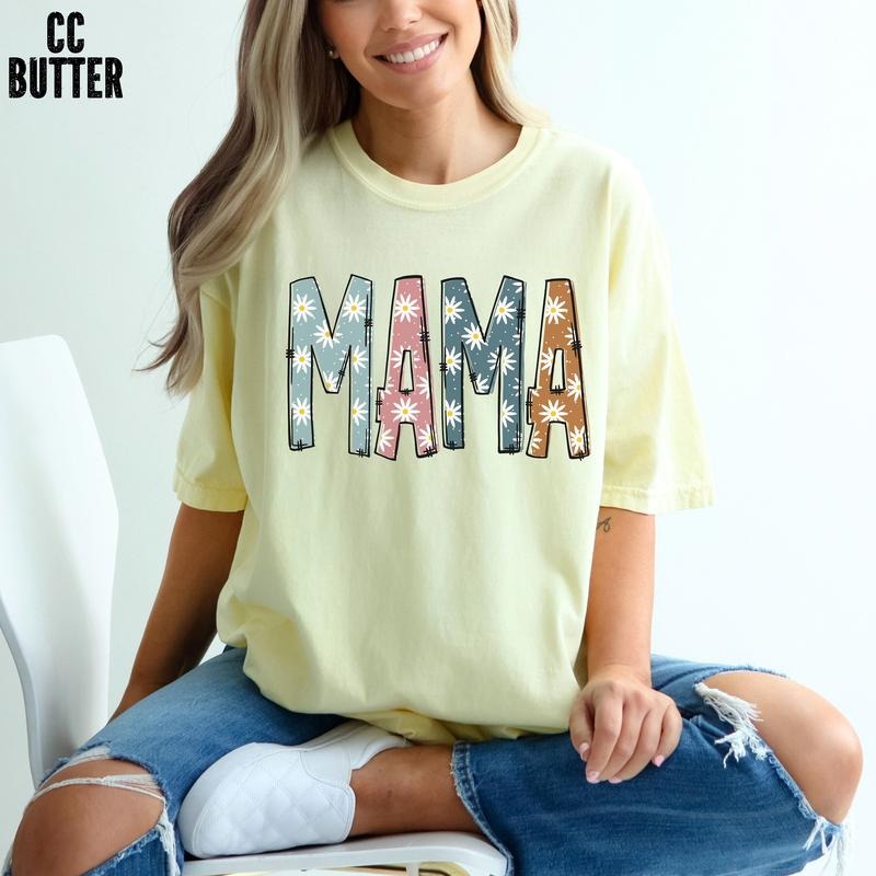 Boho Mama Shirt, Mama Daisy Print Shirt, Blessed Mama Shirt, Mother's Day Gift, Mom Shirt, Cute Floral Mama Tee, Floral Mama, Unisex T-Shirt, Unique Gifts For Mom, Gifts For Birthday Fit Top