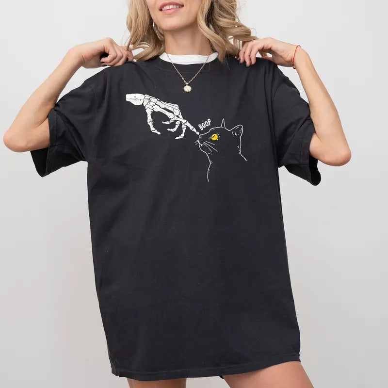 Boop Cat, Skeleton, Ghost, Witch, Skull, Spooky, Aesthetic, Meme, Halloween, Costume, Tshirt, Women's, Comfort Colors Tee, Spooky, Tshirt, Witch, Pumpkin, Ghost, Skeleton