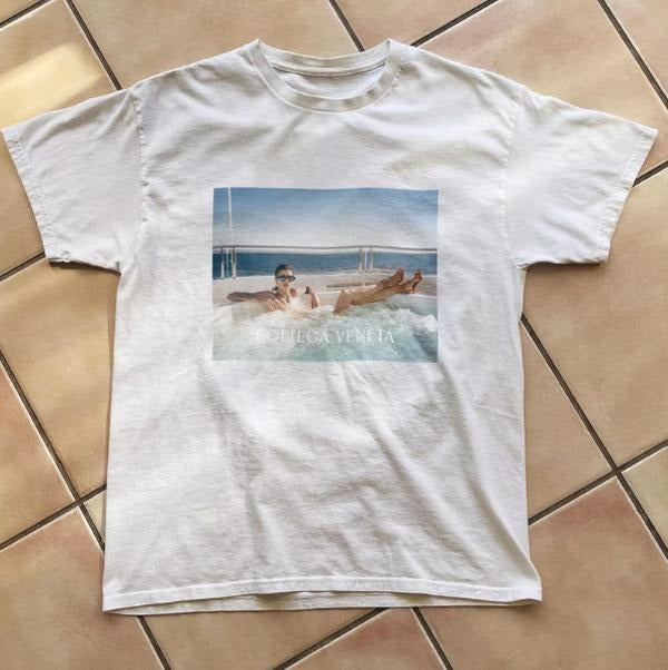 Bottega Benetta vintage print ad from the 2000s, y2k aesthetic thrift tee, Unisex T-Shirt, For Men Women Menswear Top Streetwear
