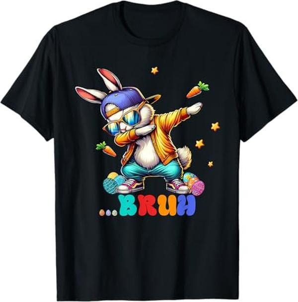 Bruh Dab Bunny Easter Funny Kids Toddler Boys Mens Easter T-Shirt, Graphic tee, Fashion Cotton, Gift for her, Gift for him, Vintage tee, Singer Tee