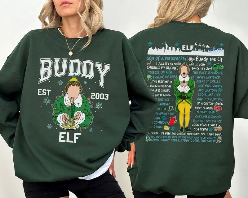 Buddy Elf Christmas Shirt, Buddy Elf Shirt, Elf Christmas Sweatshirt, Funny Christmas Shirt, Xmas Classic Movie 90s Tee, Christmas Party Christmas Gift Idea 2024, Gift For Him, Gift For Her