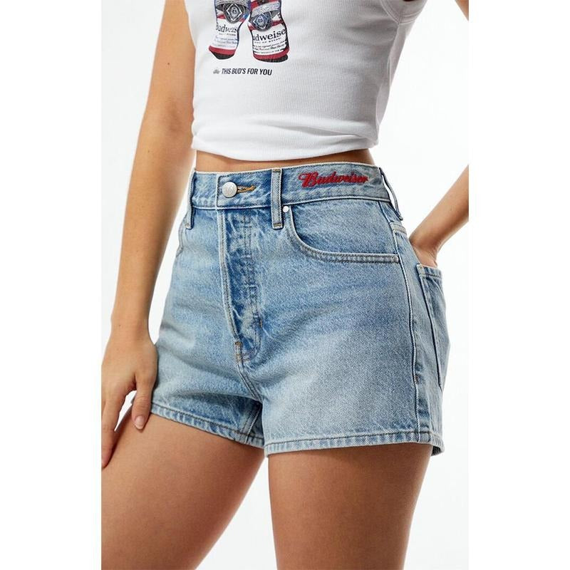Budweiser Women's By PacSun Hopps Vintage High Waisted Denim Shorts