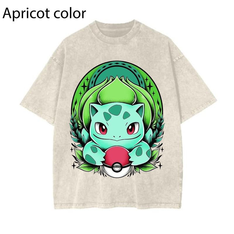 Bulbasaur Fushigidane Pokemon Graphic T-Shirt, Pokemon T-Shirt, PKM Shirt, Anime Funny Shirt, Vintage Tee Streetwear Shortsleeve Printed Womenswear