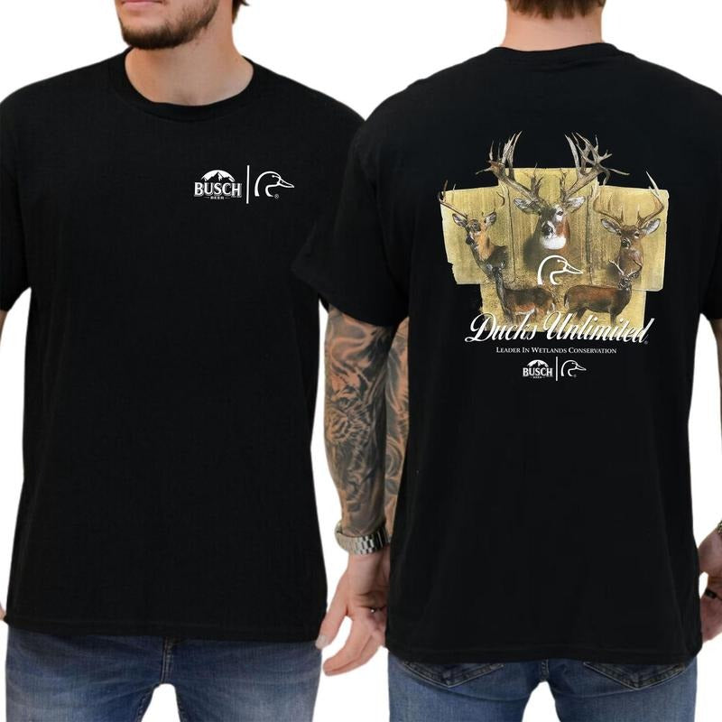 Busch Light Ducks Unlimited Buck T-shirt Soft Fabric Short Sleeve Shirt Cotton Top Menswear