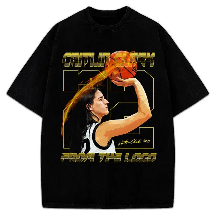 Caitlin Clark T-Shirt From The Logo Custom Fan Art Graphic Tee Crewneck Cotton Menswear Top