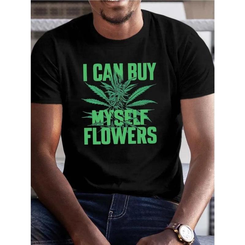 Cannabis Flowers Graphic Print for Men Women Couple Fashion T-Shirt, Street Short Sleeve Cotton T-Shirt, Comfort-Fit Crew Neck T-Shirt - Ultra-Soft, Breathable, Moisture-Wicking, Casual Summer Tee - Perfect for Everyday Wear Made in USA