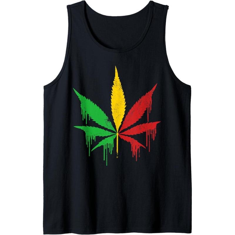 Cannabis Leaf Weed Pot Marijuana Reggae Music Rasta Grafitti Tank Top