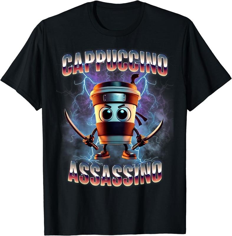 Cappuccino Assassino Brainrot Italian Meme T-Shirt | Unisex Cotton Tee Gift, Crewneck, Short Sleeve